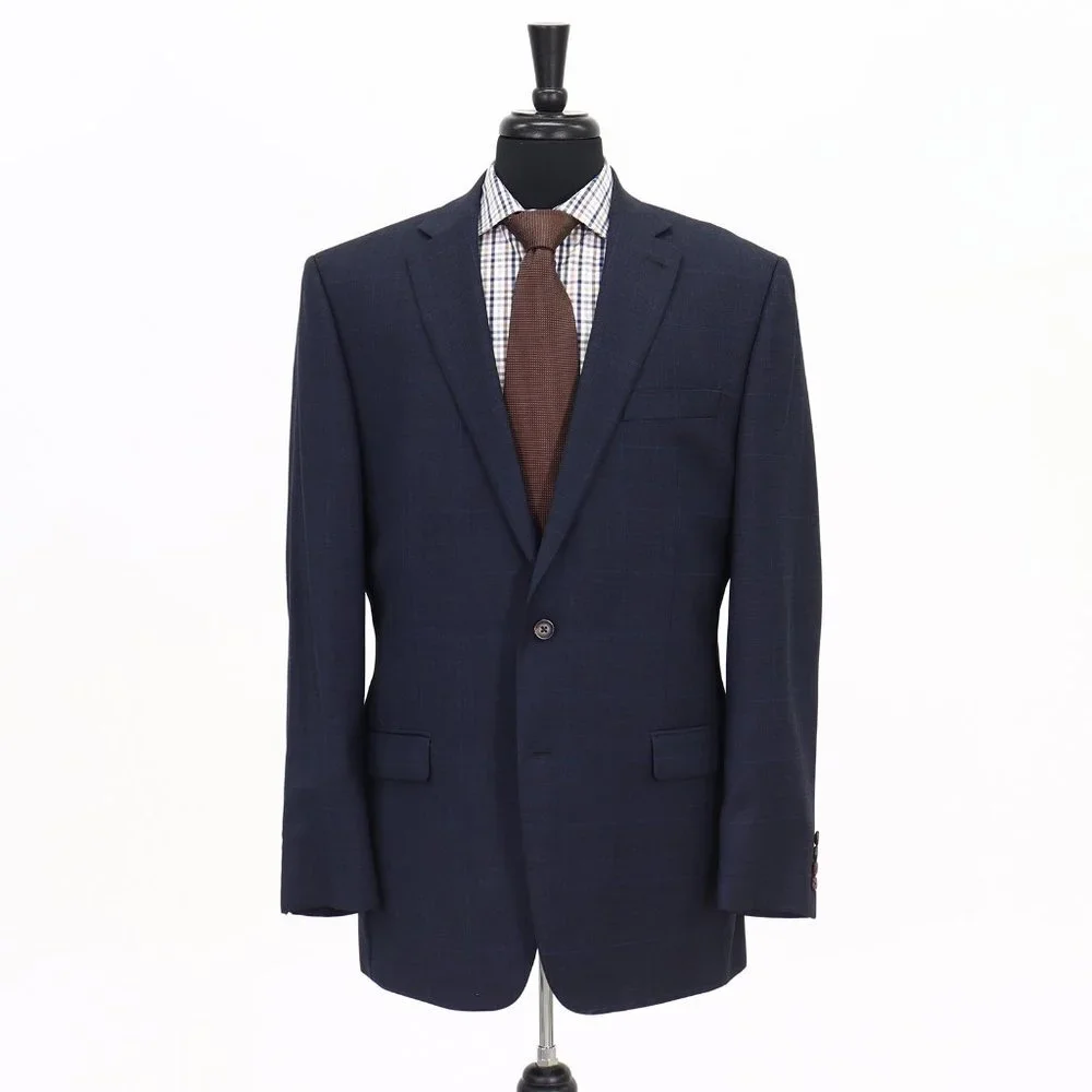 Ralph Lauren 42L Navy Check 2-Button Sport Coat Blazer Jacket P511